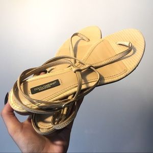 D&G Gold Snake Skin Strapped Sandals 🐍✨